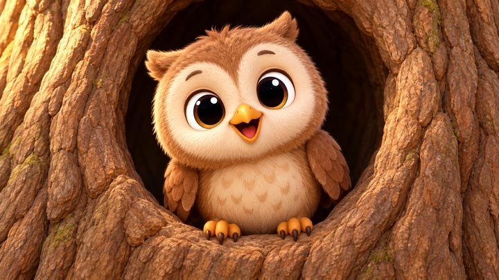 An owl! 一只猫头鹰!