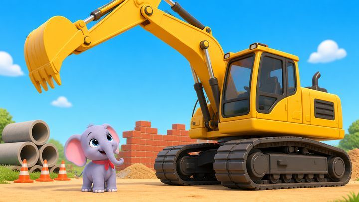 A big digger. 一台大挖掘机。