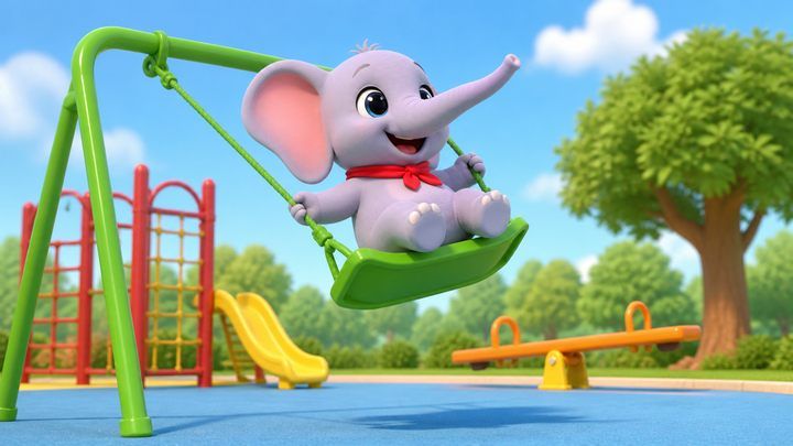Up the swing! 上秋千咯!