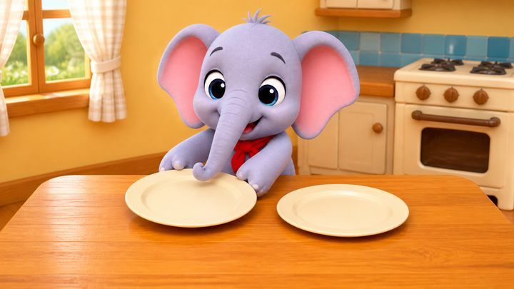 Two plates. 两个盘子。